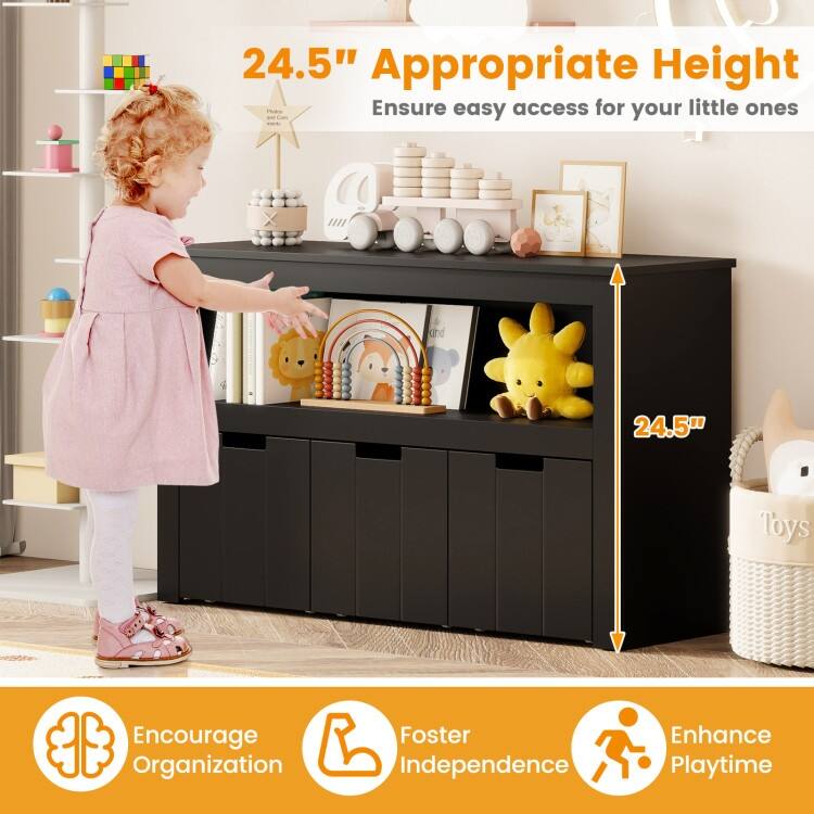 Kid Toy Storage Cabinet 3 Drawer Chest with Wheels Large Storage Cube Shelf - 40" x 13" x 24.5" (L x W x H)