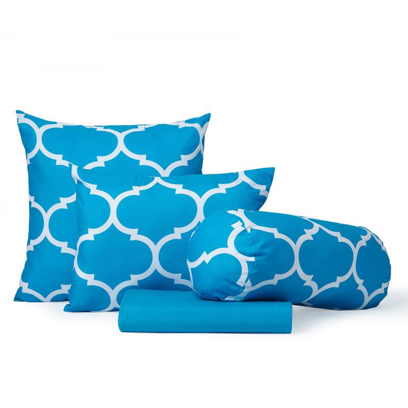 Trellis 7-Piece Comforter Set - Blue - Twin