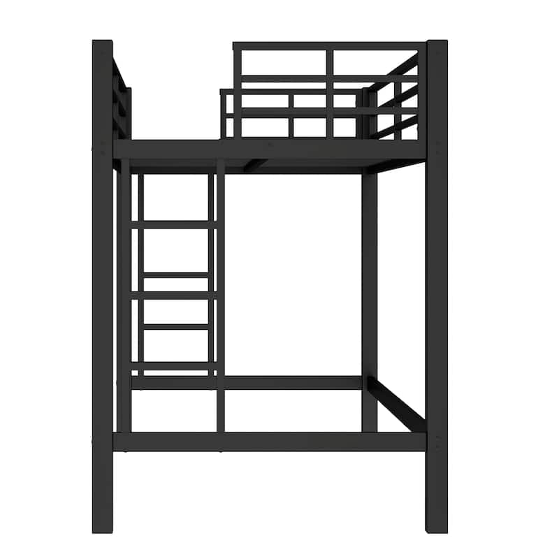 Twin XL Size Metal Loft Bed Frame with Ladders and Guardrails