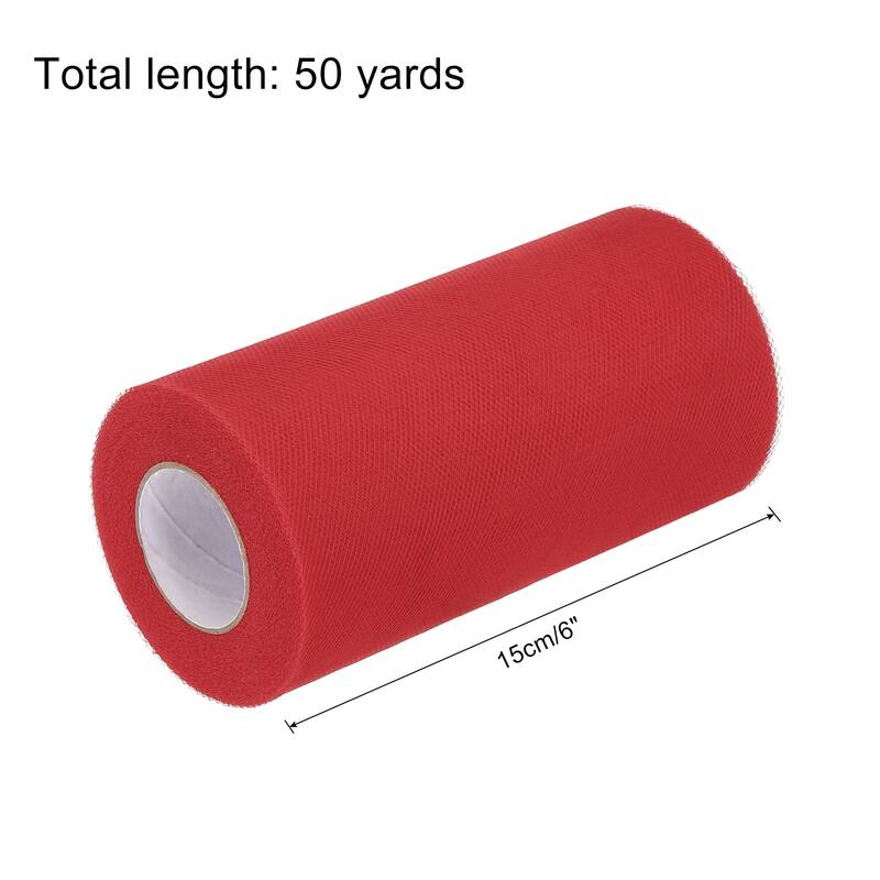 Tulle Rolls Fabric Spools 6" for Decoration Wrapping Wedding DIY Craft - Red - 50 Yard