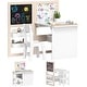 preview thumbnail 2 of 7, Qaba Kids Table and Chair Set, 3 in 1 Kids Art Table and Chair Set with Storage, Blackboard, Roll Paper, for 3-8 Years, White