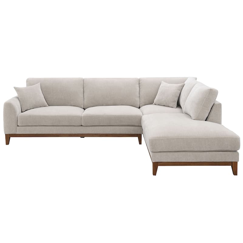 Furniture of America Lurek Mid Century Modern Chenille Sectional Sofa with Chaise.