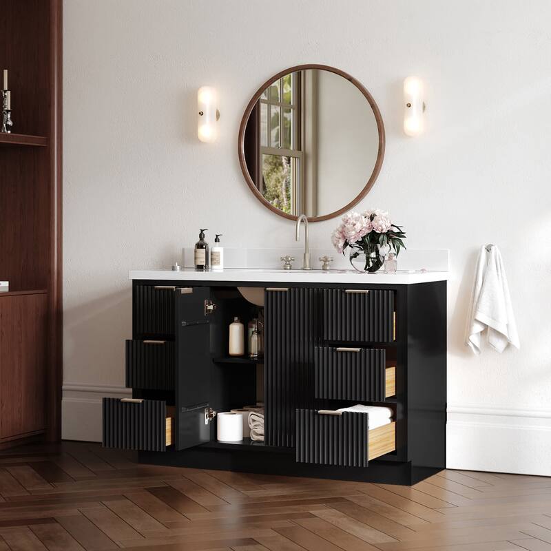 Ariel P55WQRVO Milan 55" Free Standing Single Basin Vanity Set with
