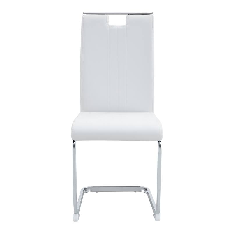 Set Of 4 White PU Material Bow-Shaped Chairs - Adding Fashion To Minimalist And Contemporary Home Styles