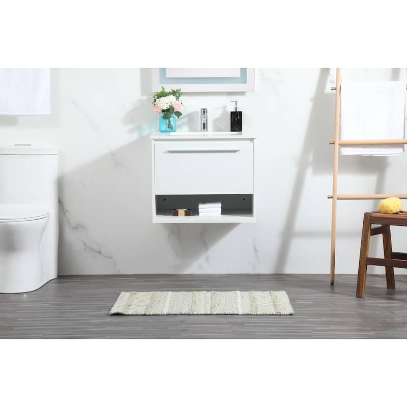 Brush 24 - 30 Inch Single Bathroom Vanity - White - 24 Inches