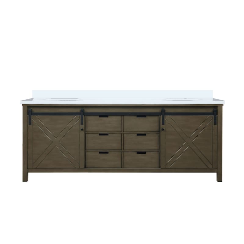 Marsyas 84 in W x 22 in D Brown Double Bath Vanity and Cultured Marble Countertop