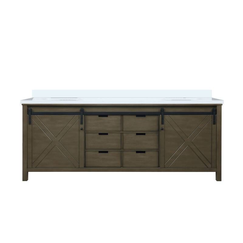 Marsyas 84 in W x 22 in D Brown Double Bath Vanity and White Quartz Countertop