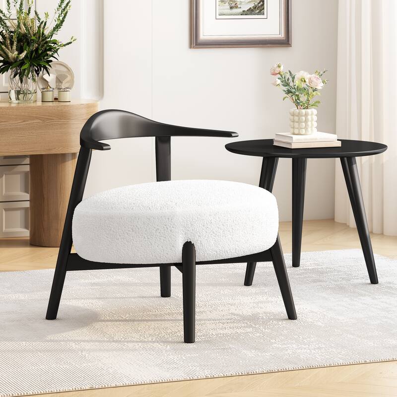 Modern Solid Wood Fabric Armrest Dining Chair with Cushion and Backrest for Dining Room Kitchen Living Room Terrace