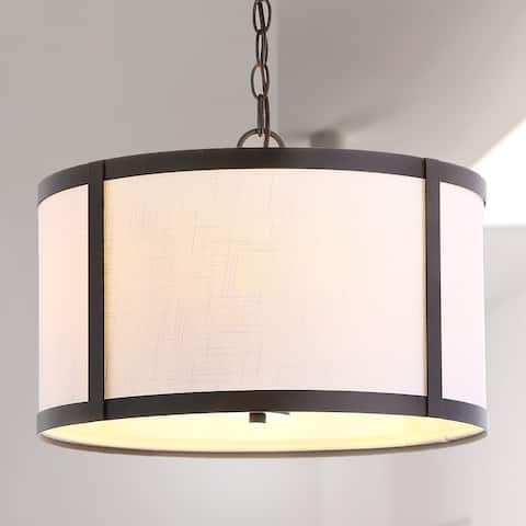 Loop 17" Metal LED Pendant Light, Oil Rubbed Bronze/White by JONATHAN Y