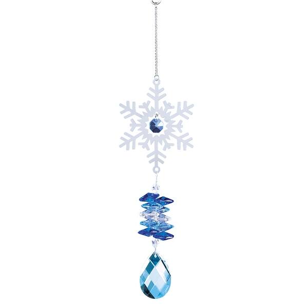 slide 2 of 2, Hanging Blue and White Accented Winter Snowflakes Suncatcher - 4.000 x 3.600 x 1.500