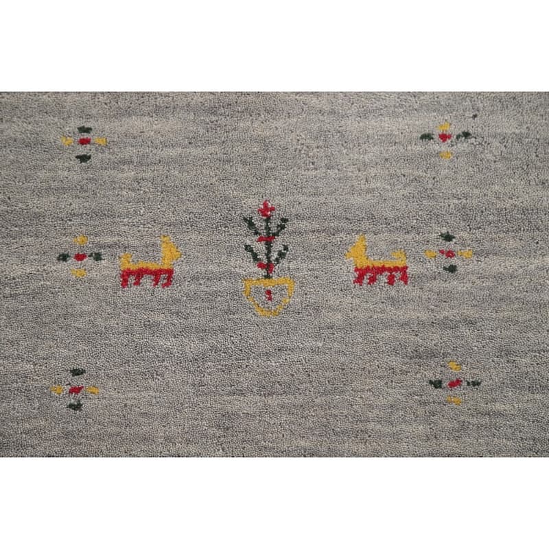 Gabbeh Area Rug Handmade Tribal Wool Carpet - 6'8"x 9'9"