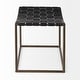 preview thumbnail 3 of 15, Clarissa Black Woven Genuine Leather Seat w/Gold Metal Frame Stool - 22.0L x 16.0W x 16.5H