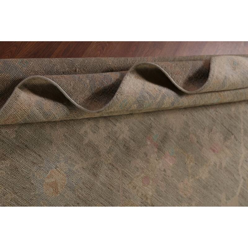 Earth Tone Oushak Vegetable Dye Turkish Rug Hand-Knotted Wool Carpet - 6'1"x 8'8"