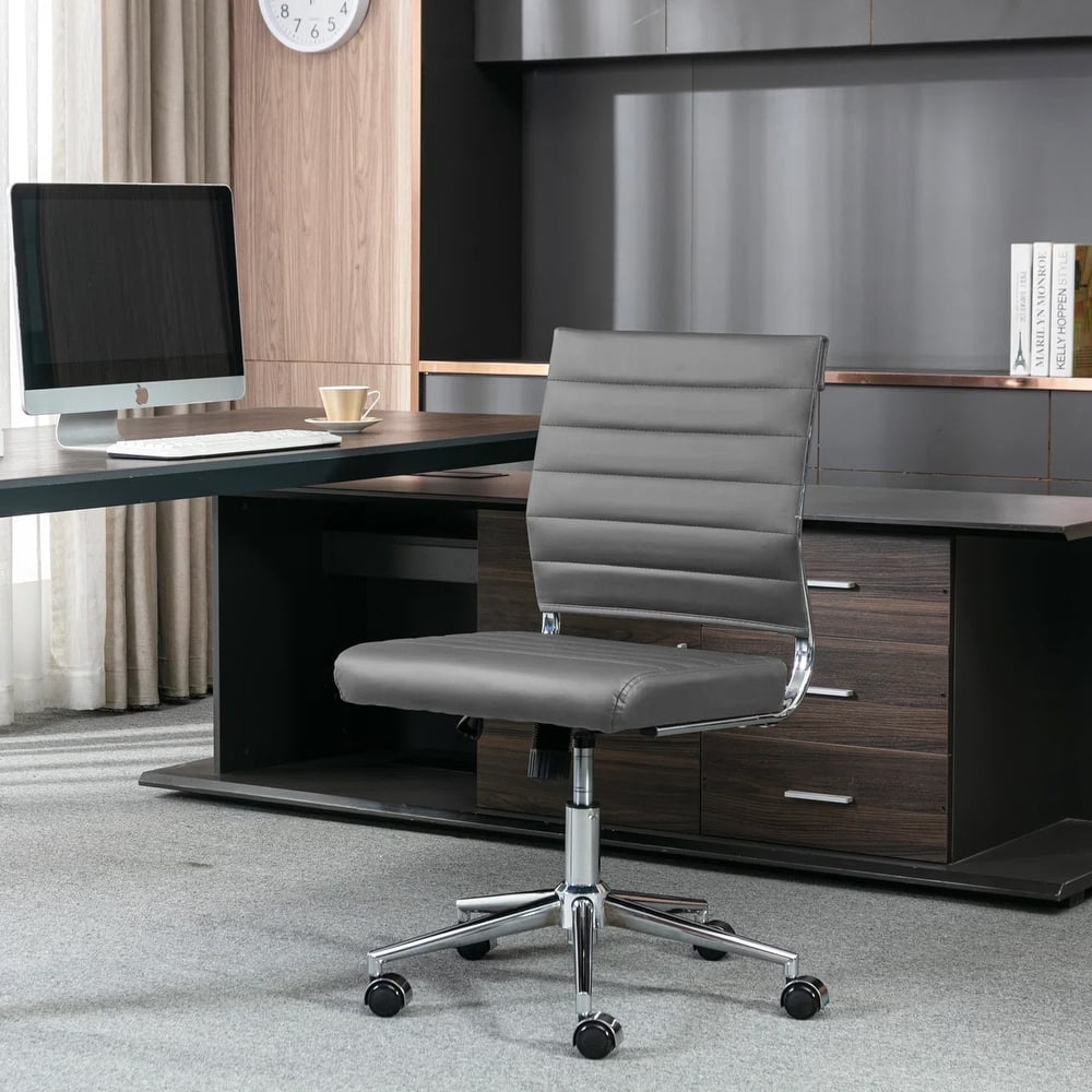 Armless Ergonomic Office Chair Modern Swivel Chair for Home & Office