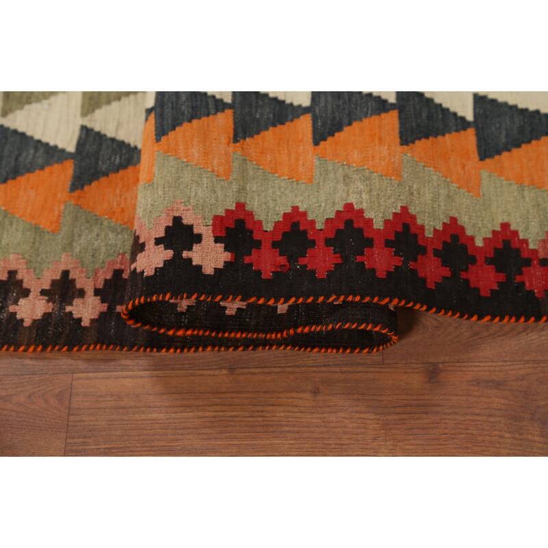 Kilim Qashqai Persian Vintage Rug Hand-Woven Tribal Wool Carpet - 3'10"x 6'8"