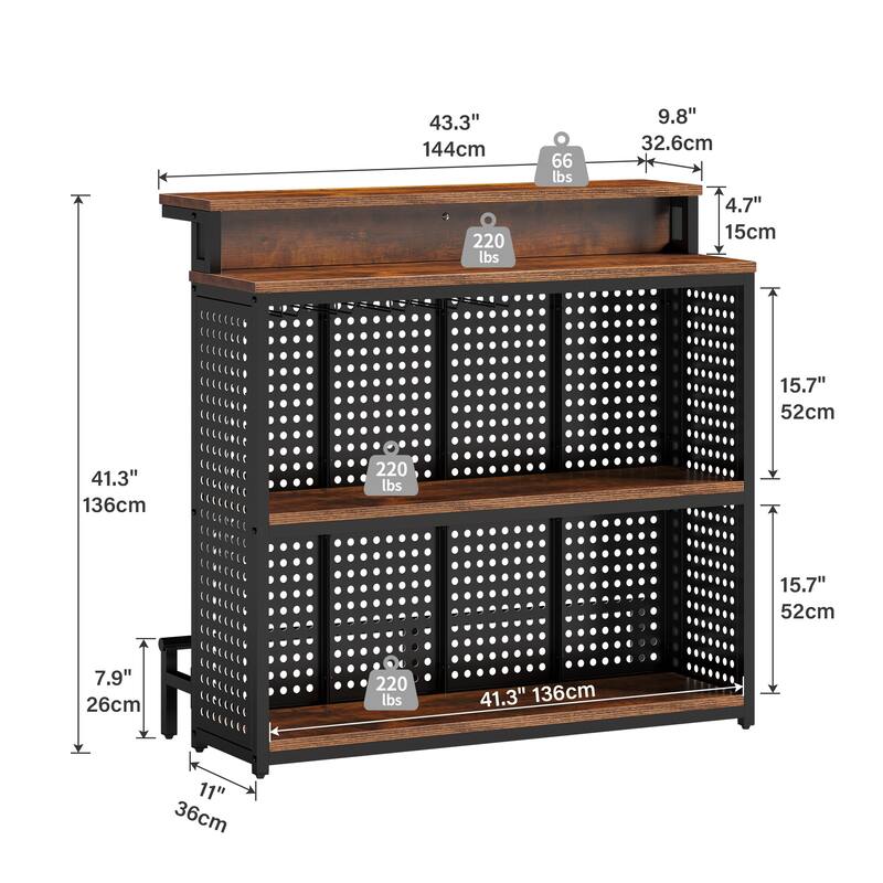 Moasis Liquor Home Bar Unit with 2-Tier Storage And LED Light