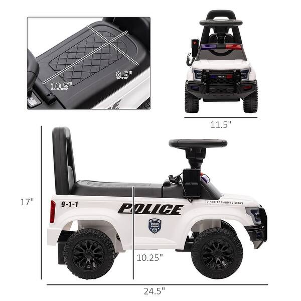 Imaginative Play Kids Ride On Police Car with Built in PA System Anti Tip and Storage Be Used for Toddlers Outdoor Adventures