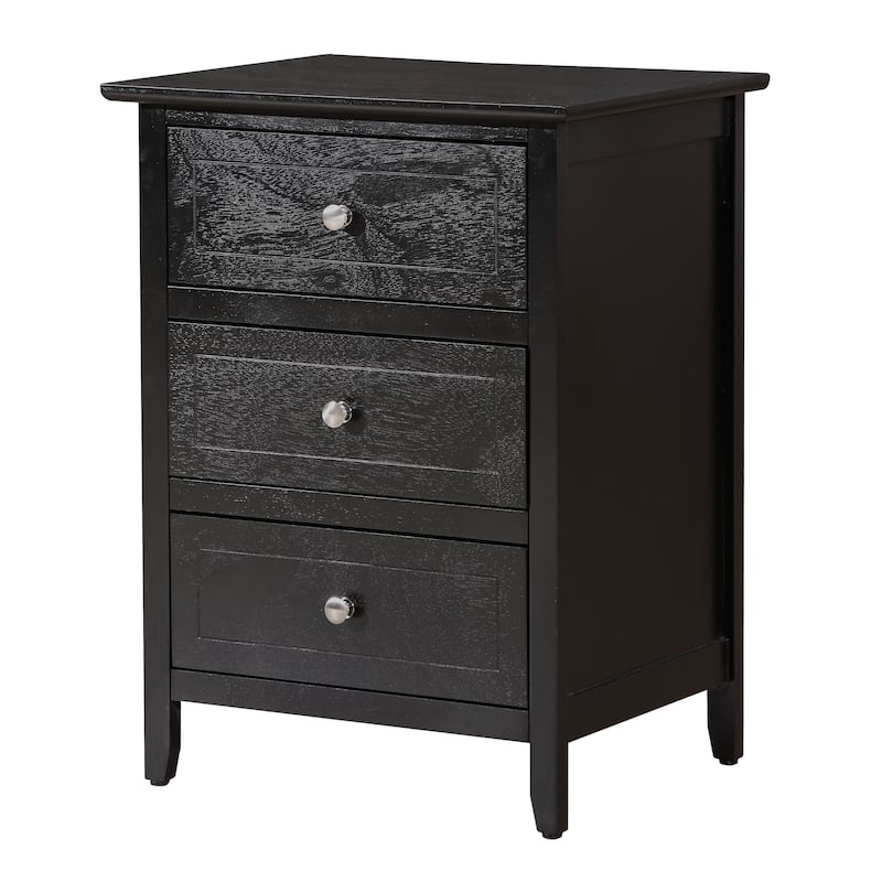 Glory Furniture Contemporary Wooden Nightstand with Drawers - Black