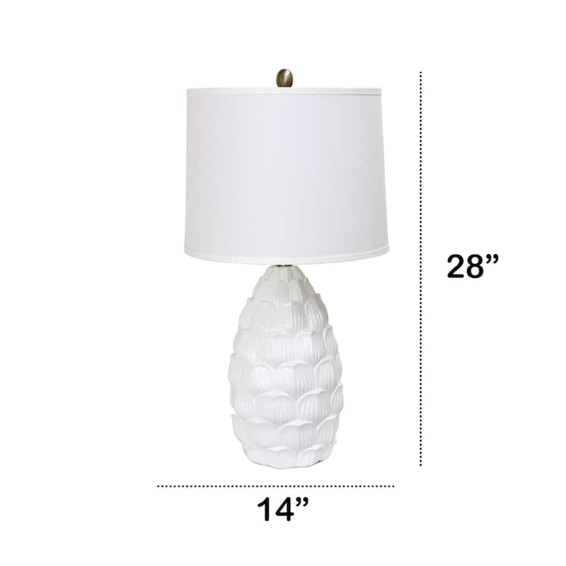 Tall Coastal Seashell Table Lamp with Tapered Shade - 28" - White