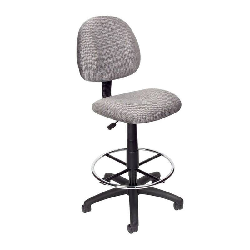 Jea Drafting Stool Chair, Gray Tweed, Contoured Back and Footring