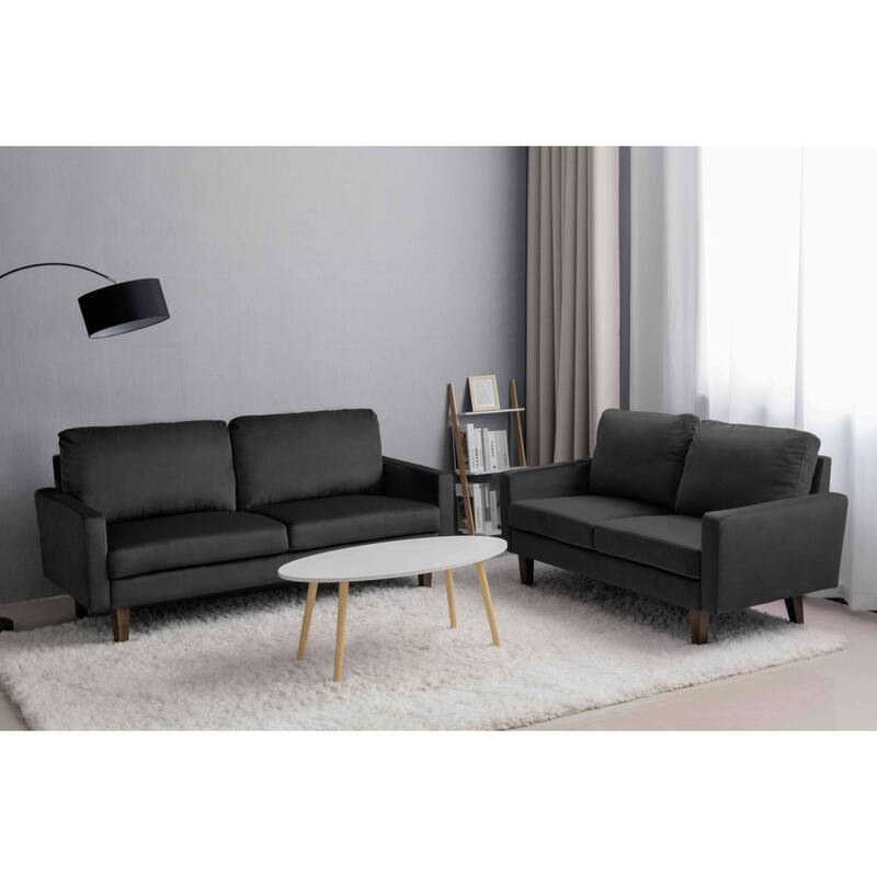 Velvet 2 Piece Loveseat and Sofa Living Room Set