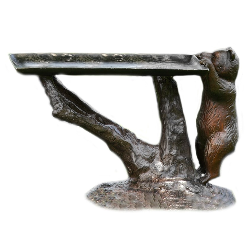 Curious Bear Hand Painted Aluminum End Table - 16 X 23 X 12 inches