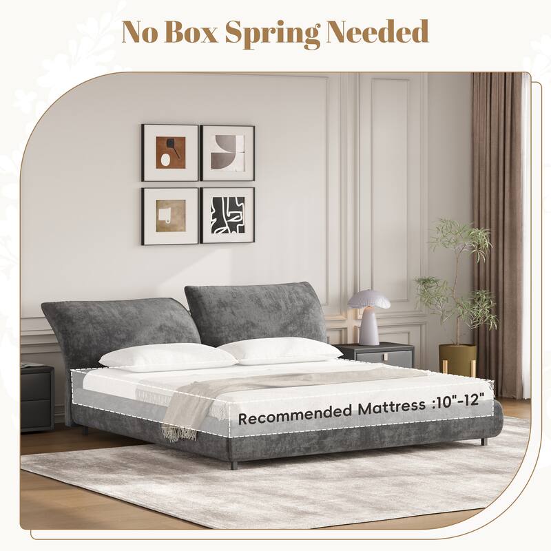 Christopher Knight Home - Julian Modern Fabric Upholstered Bed Frame with Adjustable Cushions and No Box Spring Design