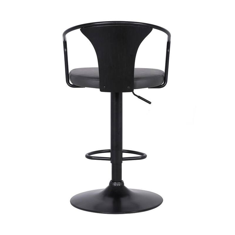 Adjustable Leatherette Swivel Barstool with Curved Back - 34.5 H x 20 W x 19 L Inches