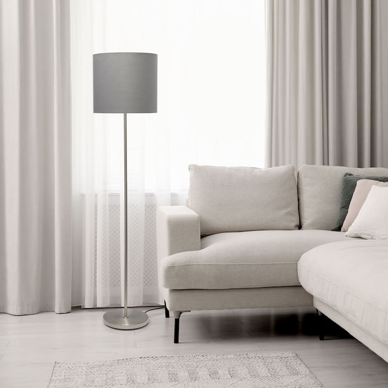 Brushed Nickel Drum Shade Floor Lamp