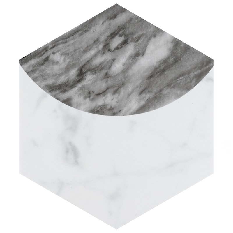 Merola Tile Classico Bardiglio Hex Moon Dark 7" x 8" Porcelain Floor and Wall Tile