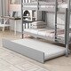 preview thumbnail 5 of 7, Grey Twin over Twin Size Rubber Wood Bunk Bed with Trundle, Ladder and Safety Guardrails