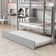 preview thumbnail 23 of 34, Twin over Twin Rubber Wooden Bunk Bed with Trundle, Ladder & Safety Guardrails, Espresso