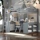 preview thumbnail 2 of 22, Tri-fold Mirror Loft Bed with U-shaped Desk,Storage Cabinets