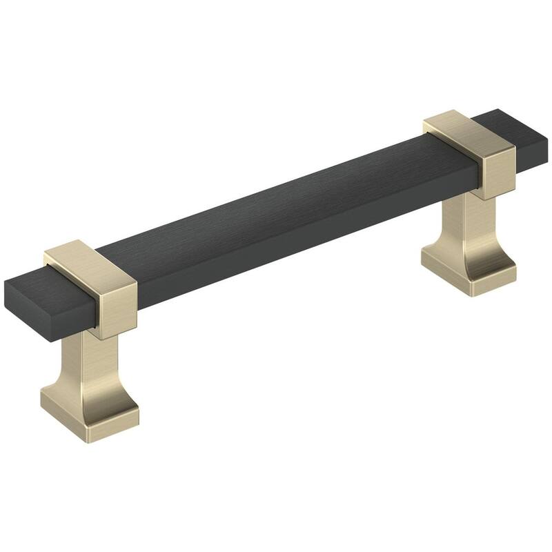 Amerock BP36681 Overton 3-3/4" Center to Center Bar Cabinet Pull - Brushed Matte Black / Golden Champagne
