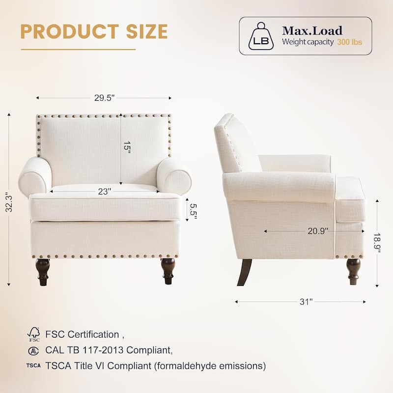 Upholstered Accent Chair with Soft Cushion
