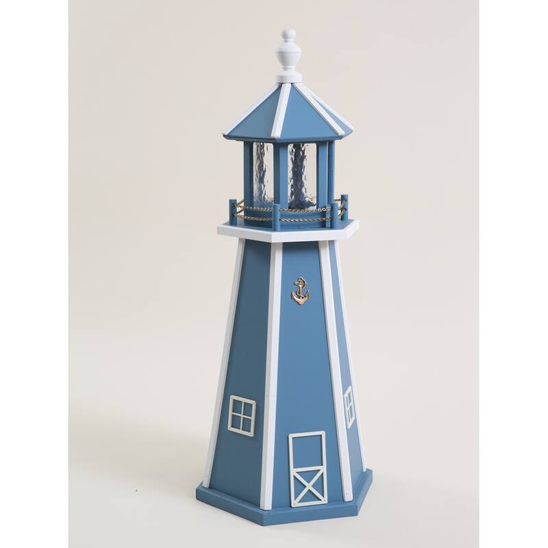 Poly Lighthouse with Solar Light - 3 Foot - Blue/White