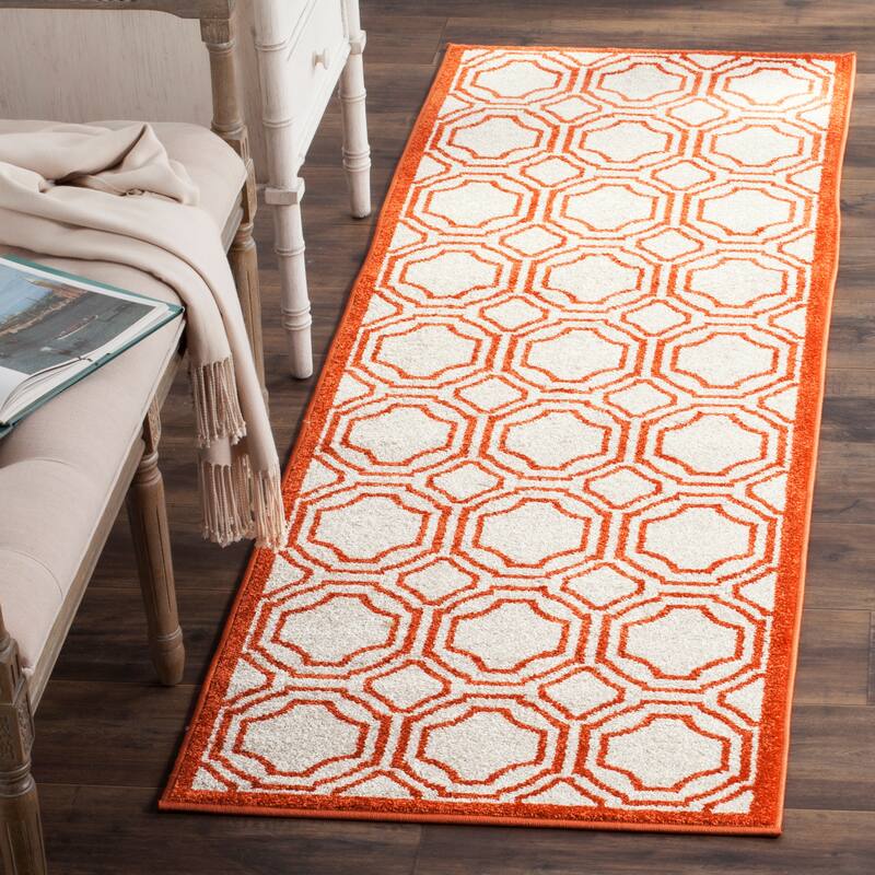 SAFAVIEH Amherst Aleksei Modern Rug - 2'3" x 7' Runner - Ivory/Orange