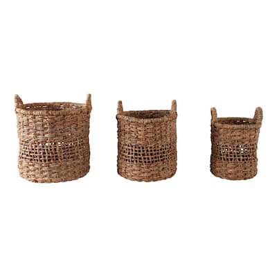 Woven Storage Basket Nesting Design (Set of 3) - 17", 18", 20" Tan - 17.25" x 17.25" x 19.75"