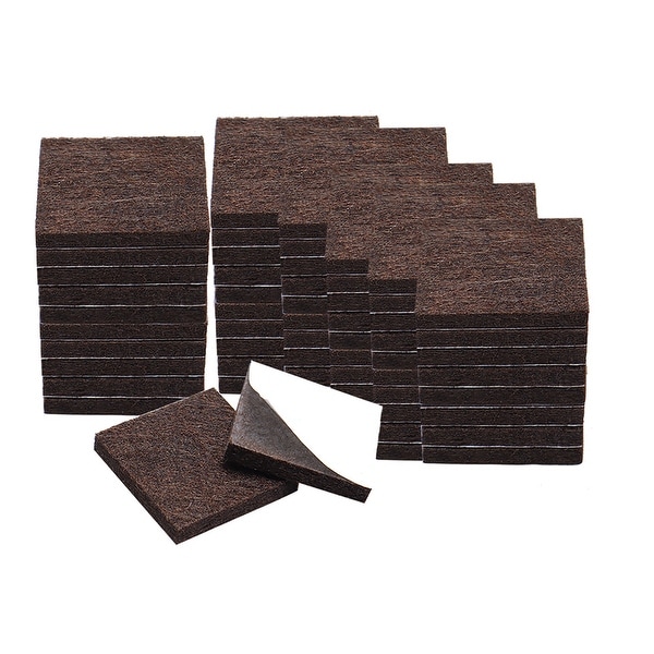 100pcs Furniture Felt Pads Square 1 1/2" Self-stick Non-slip Anti-scratch Pads for Sofa Cabinet Chair Feet Floor Protector Brown