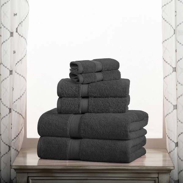 Superior Egyptian Cotton Pile Heavyweight 6-Piece Towel Set - 6-Piece Set - Charcoal