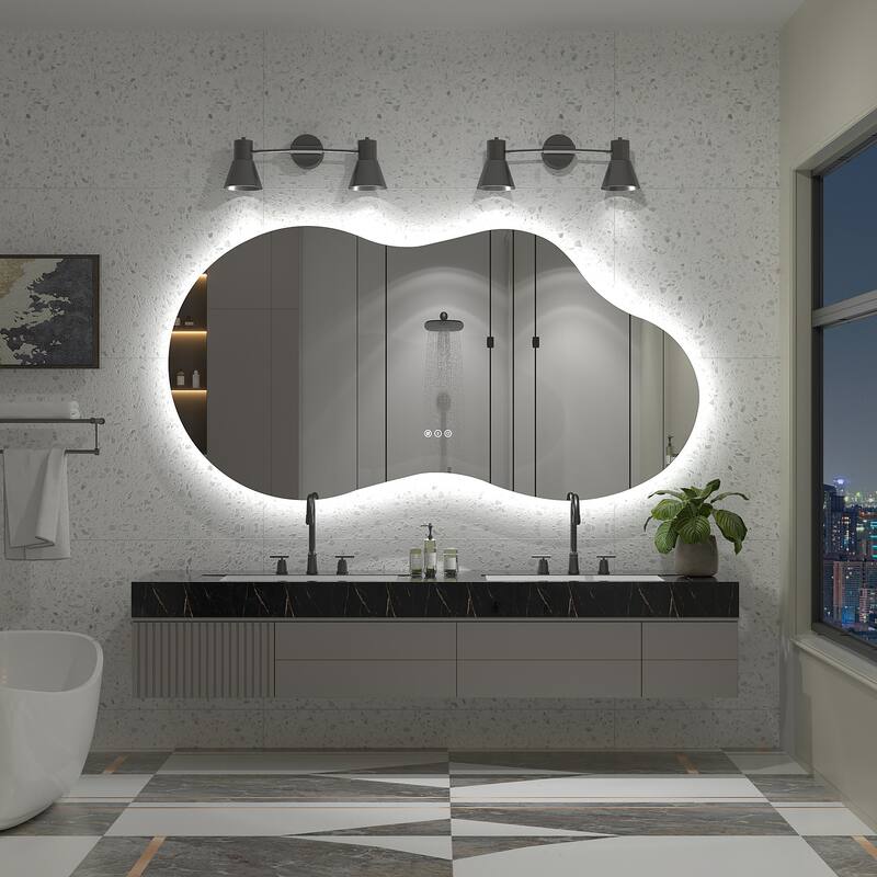 UL Certified Irregular LED Anti-fog Cloud-shaped Wall Bathroom Vanity Mirror