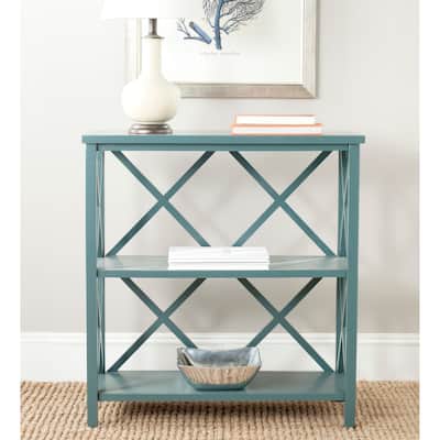 SAFAVIEH Liam Teal Open Bookcase - 33.5" x 13.5" x 35.6"