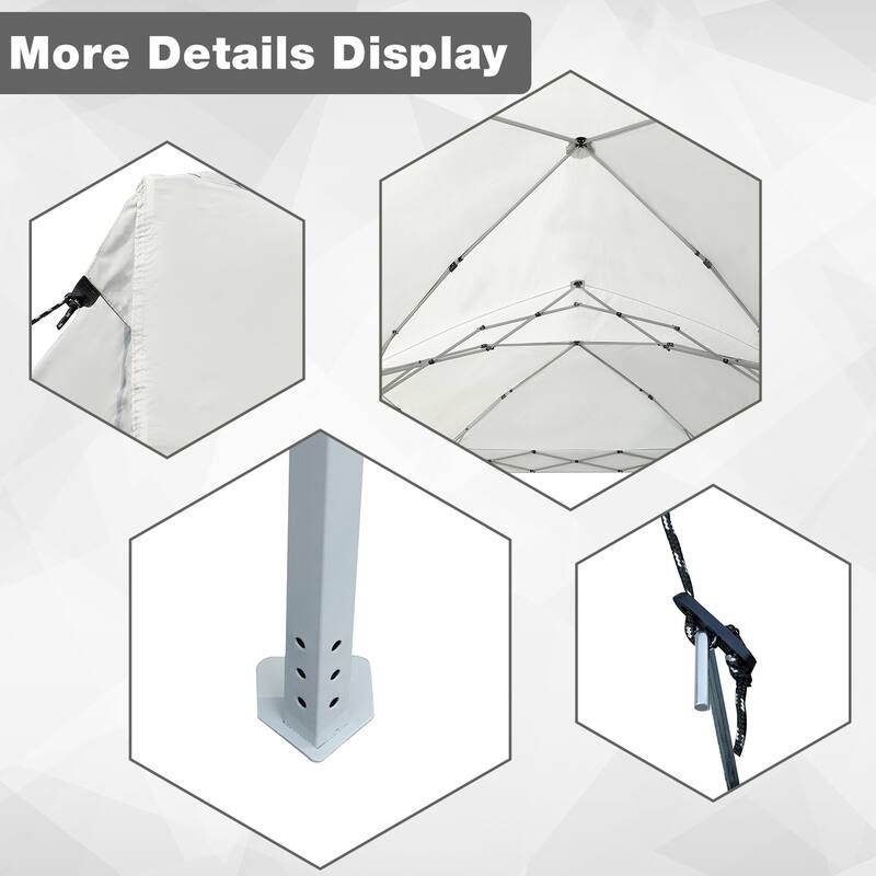 Outsunny 10' x 20' Heavy Duty Pop Up Canopy with Durable Steel Frame, 3-Level Adjustable Height and Storage Bag, Party Tent