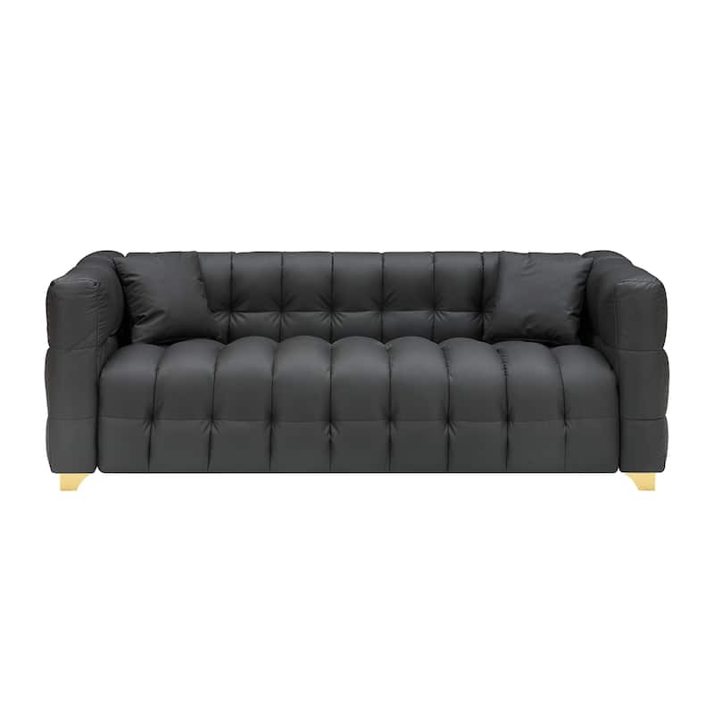 80-inch Long, 29-inch Wide, 28-inch High Black Polyester Blend 3-Seat Sofa with Multiple Features