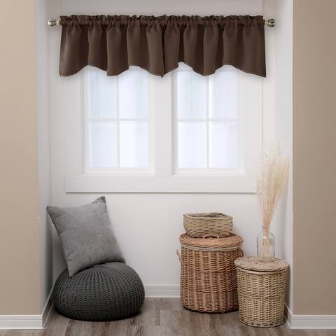Deconovo Valance Scalloped Rod Pocket Curtain 1 Panel