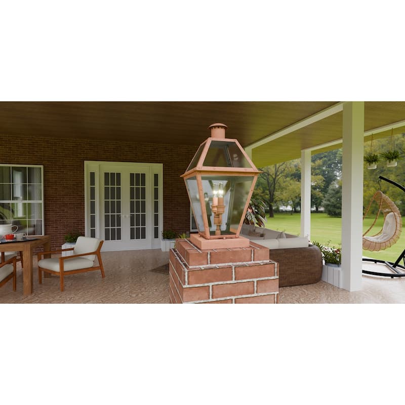 Rue De Royal 2-Light Aged Copper Outdoor Pier Mount Light