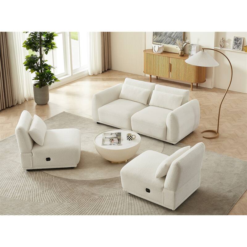 Comfy Lambswool Sectional Couch For Living Room, Boucle Convertible Modular Sofa