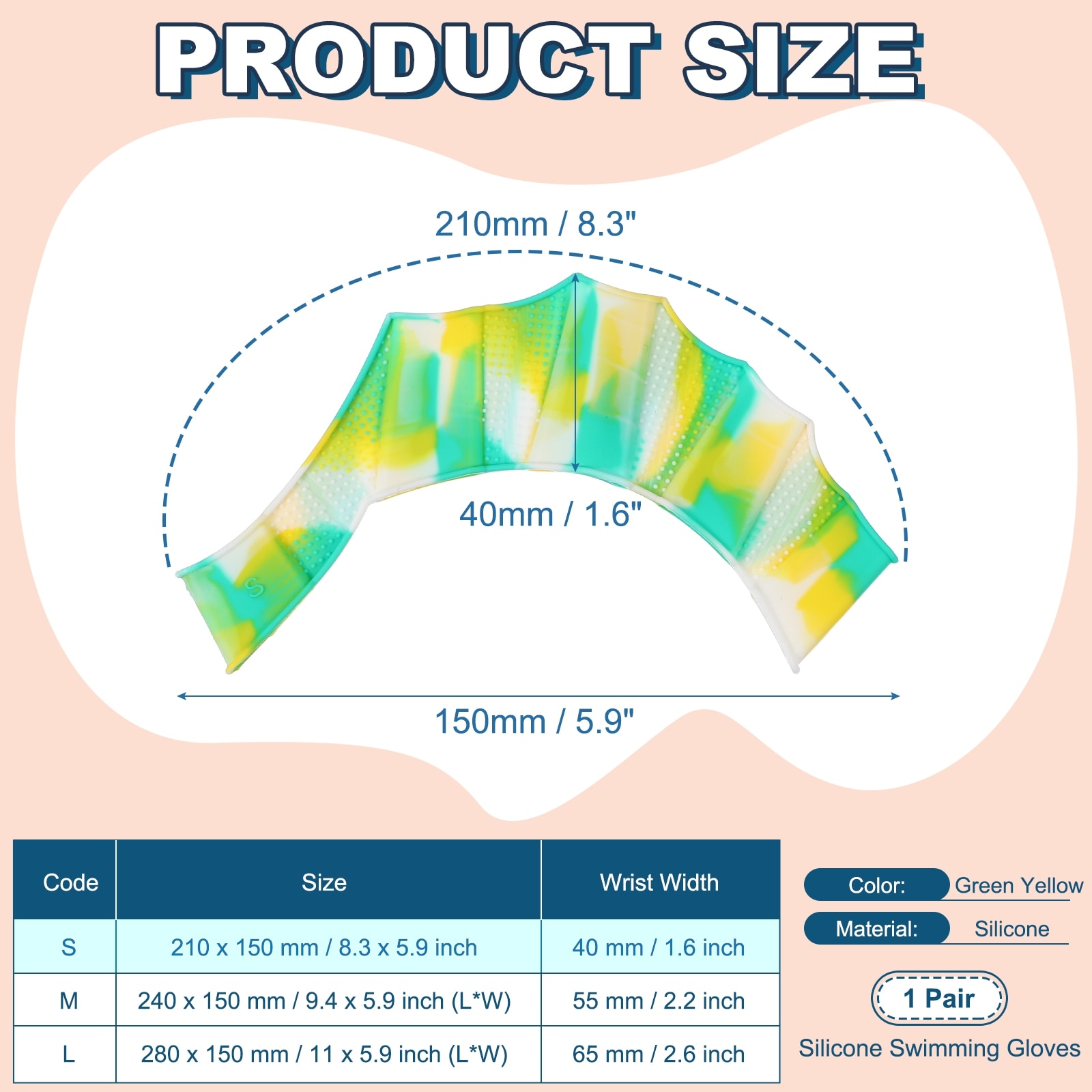 Silicone Swimming Gloves, Webbed Gloves for Swimming Half-Finger Frog Type Water Resistance Gear Swim Fins