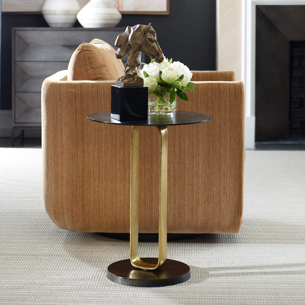 Cast Aluminum Round End Accent Table - 23" - Brass Finish
