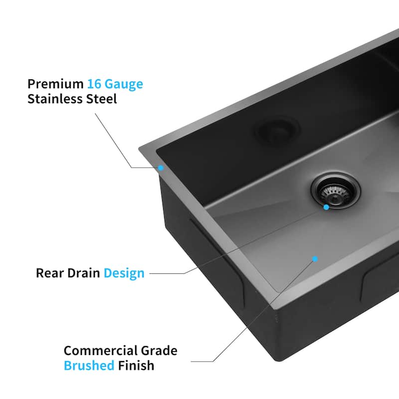 Undermount Single Bowl Stainless Steel Kitchen Sink with Workstation